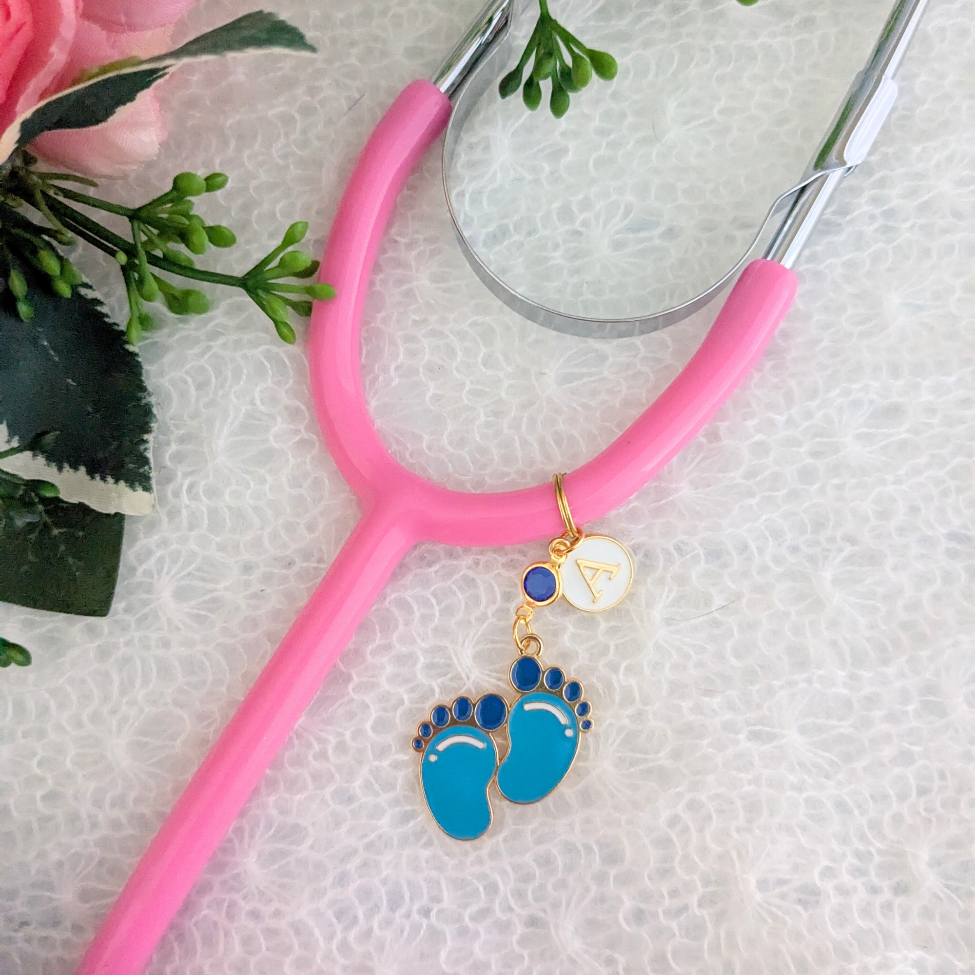 Baby Footprint Stethoscope Charm