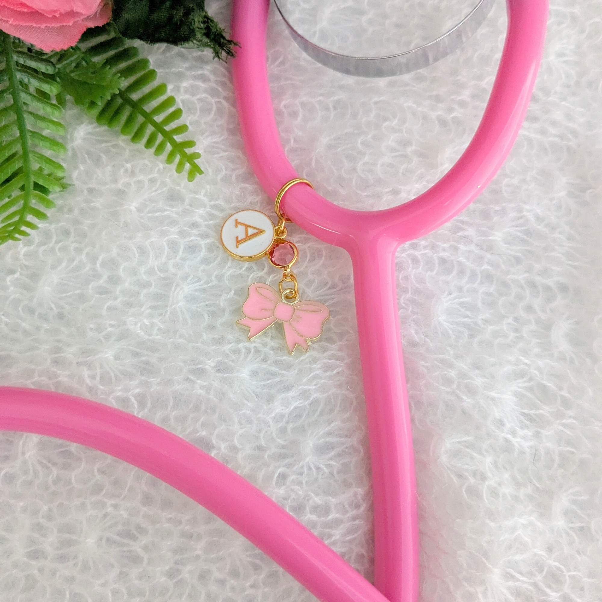 Pink Bow Stethoscope Charm
