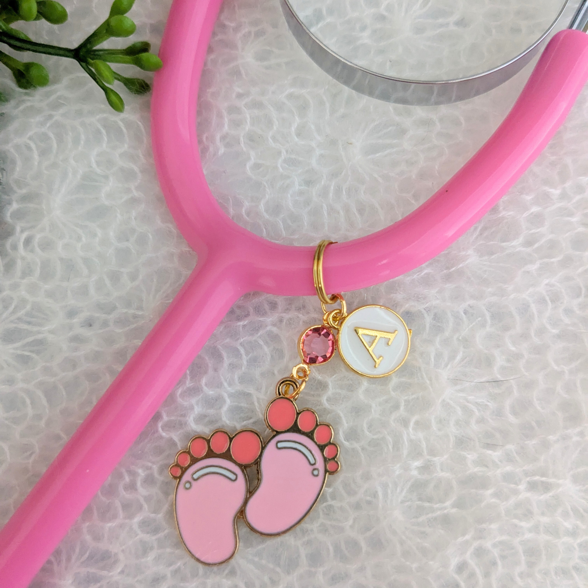 Baby Footprint Stethoscope Charm