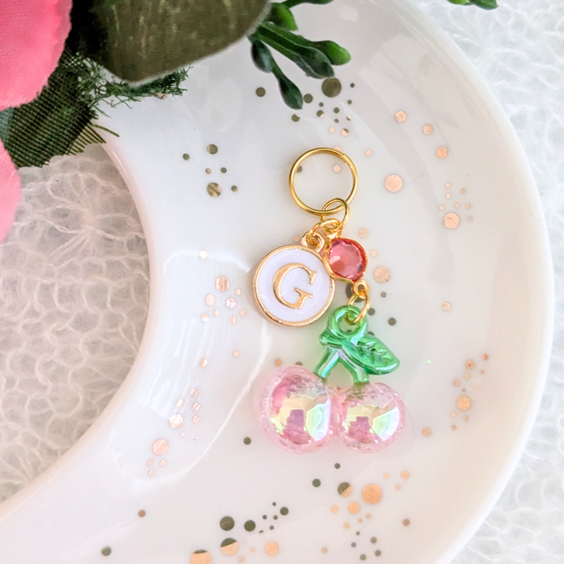 3D Pink Cherry Stethoscope Charm