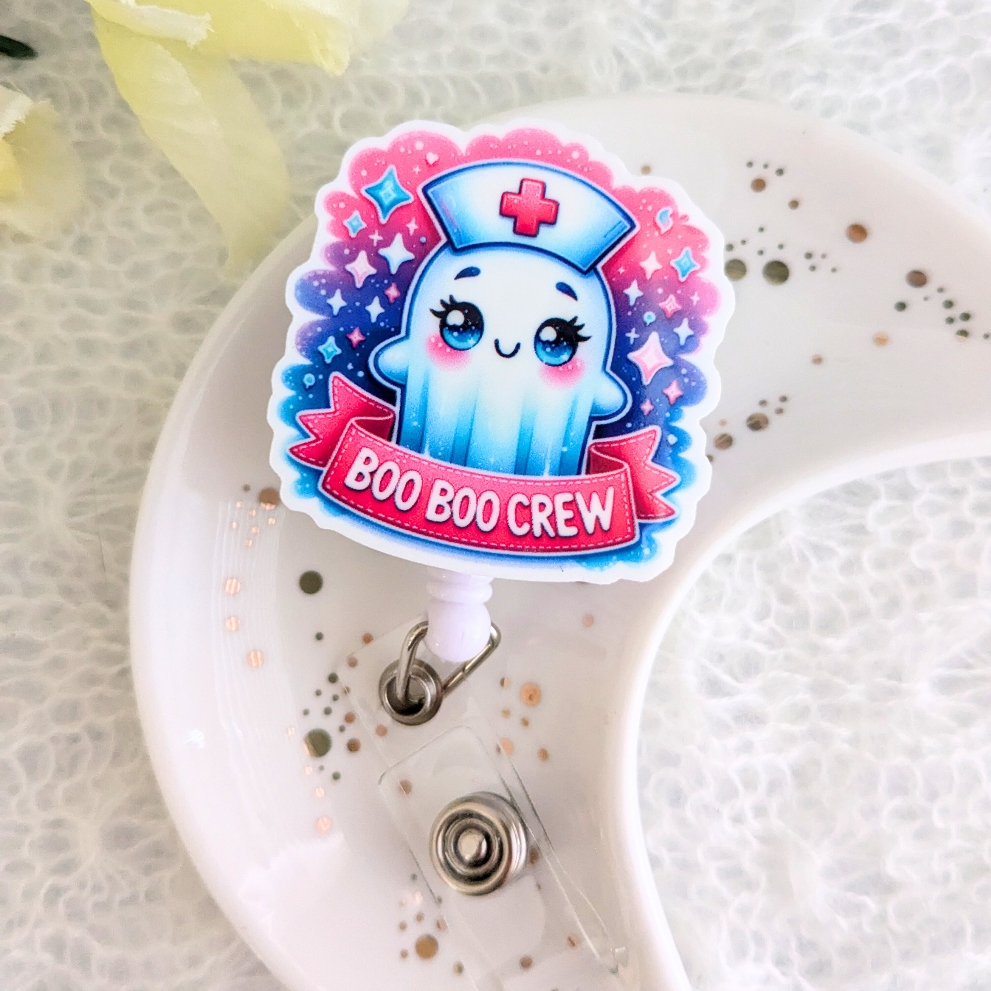 Boo Boo Crew Badge Reel With Swivel Alligator Clip