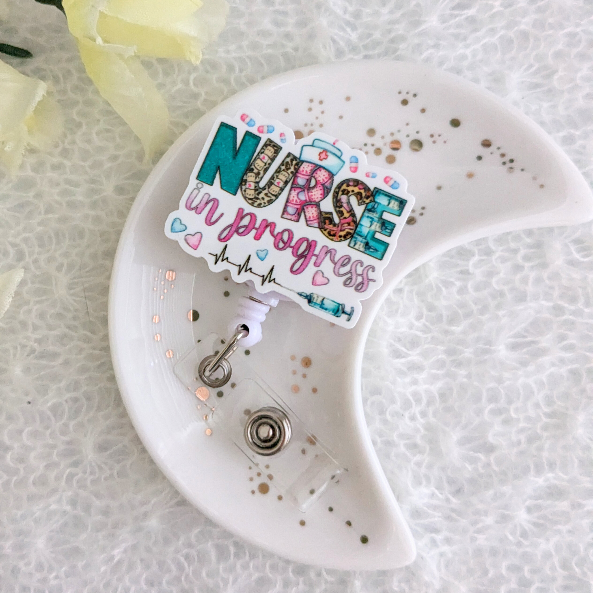 Nurse In Progress Badge Reel With Swivel Alligator Clip