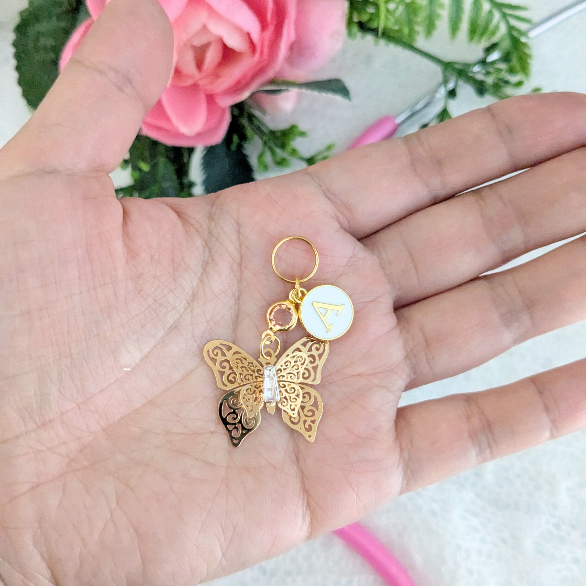 Gold 3D Butterfly Stethoscope Charm