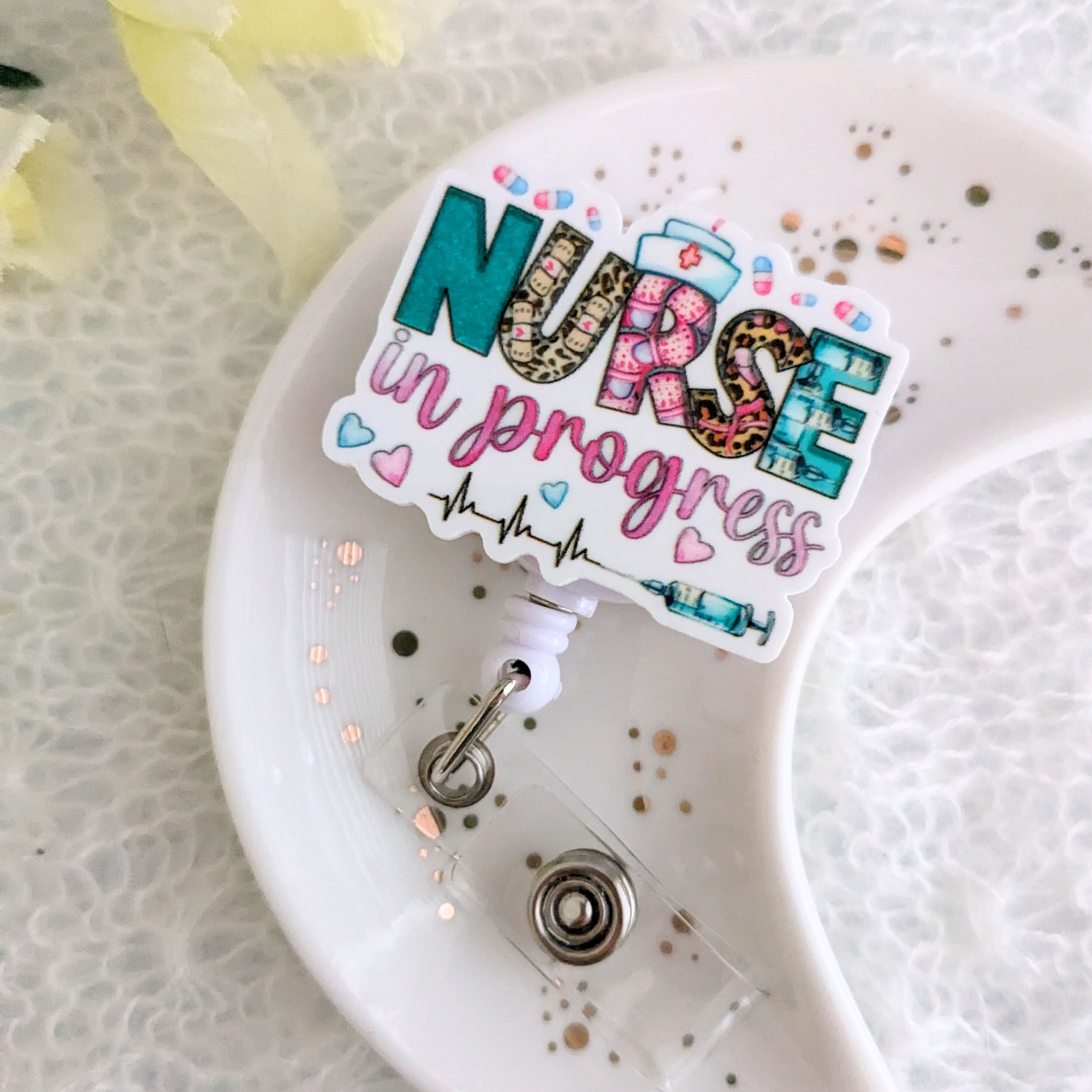 Nurse In Progress Badge Reel With Swivel Alligator Clip