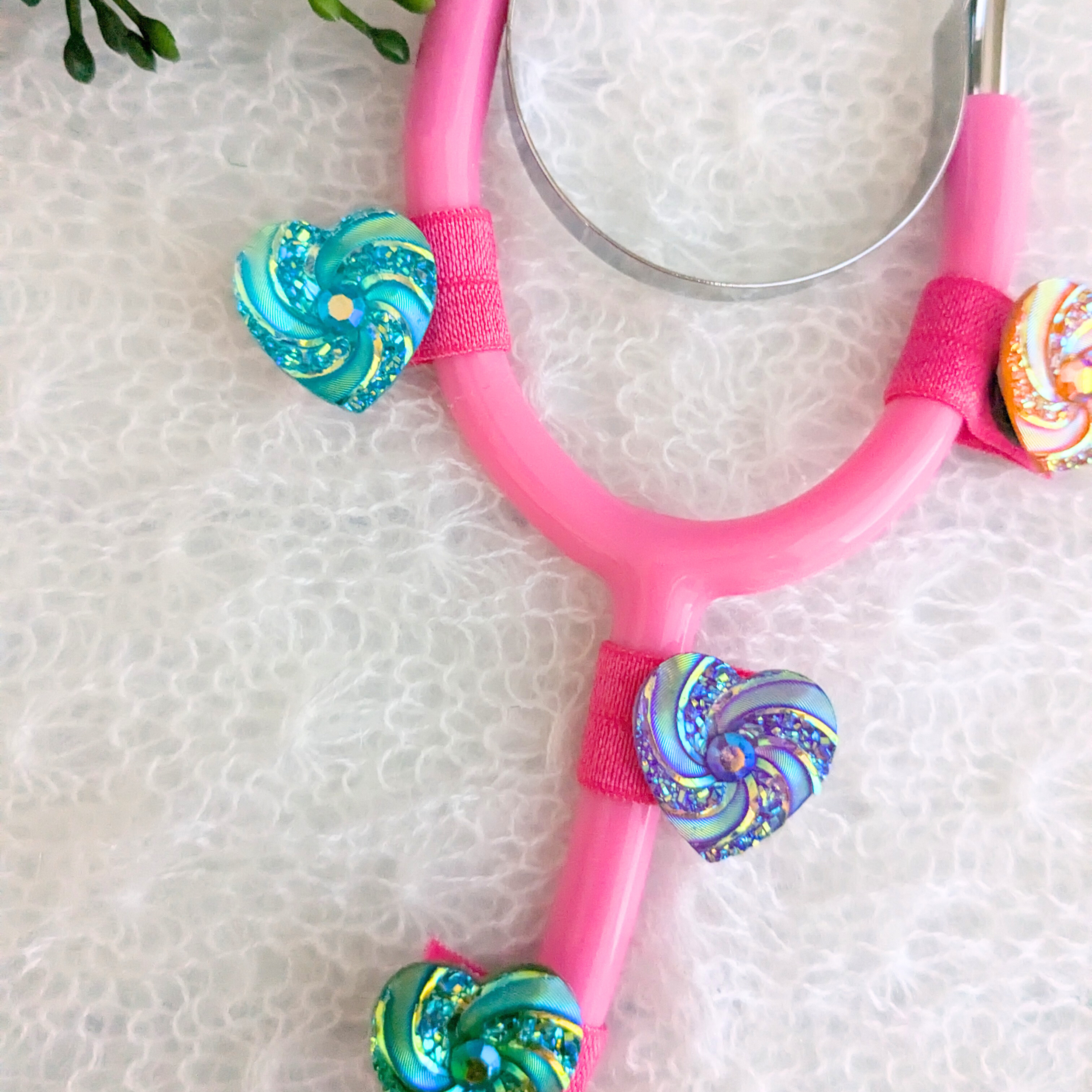 Spinning Glitter Heart Stethoscope Charms