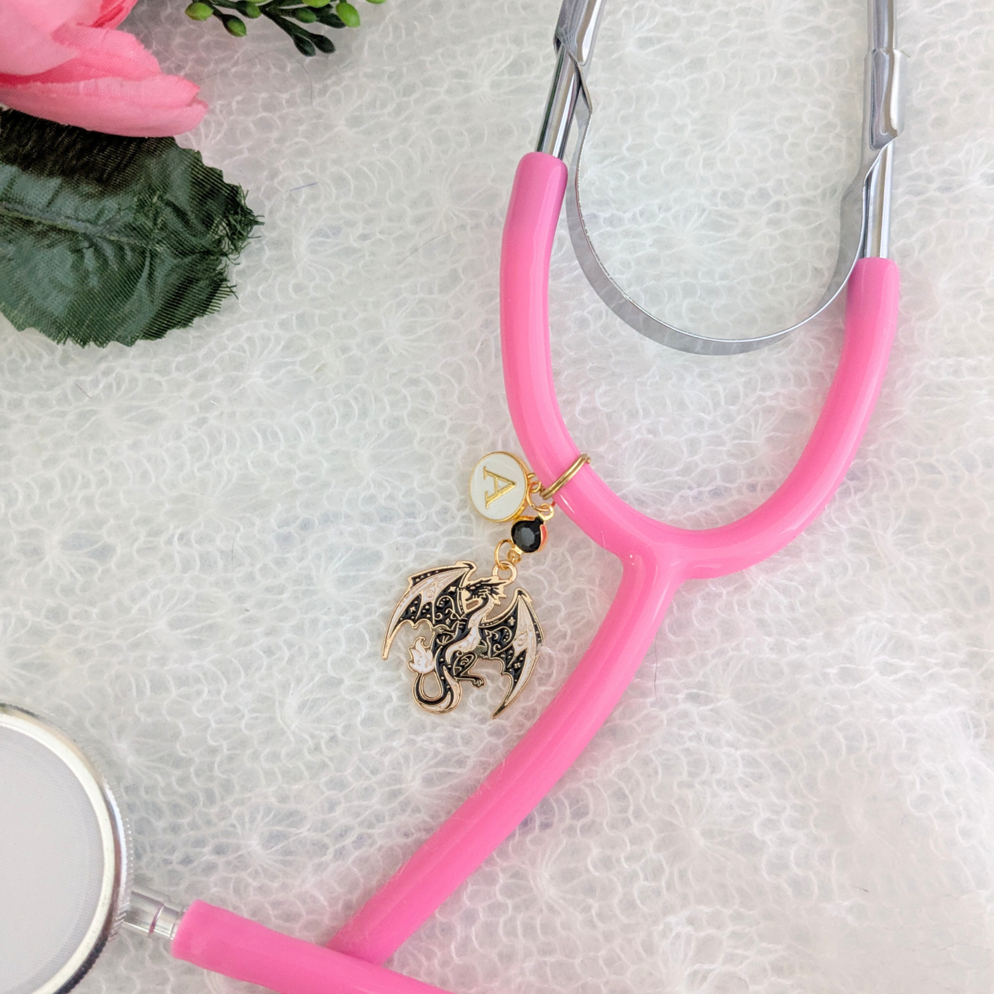 Black Dragon Fantasy Stethoscope Charm