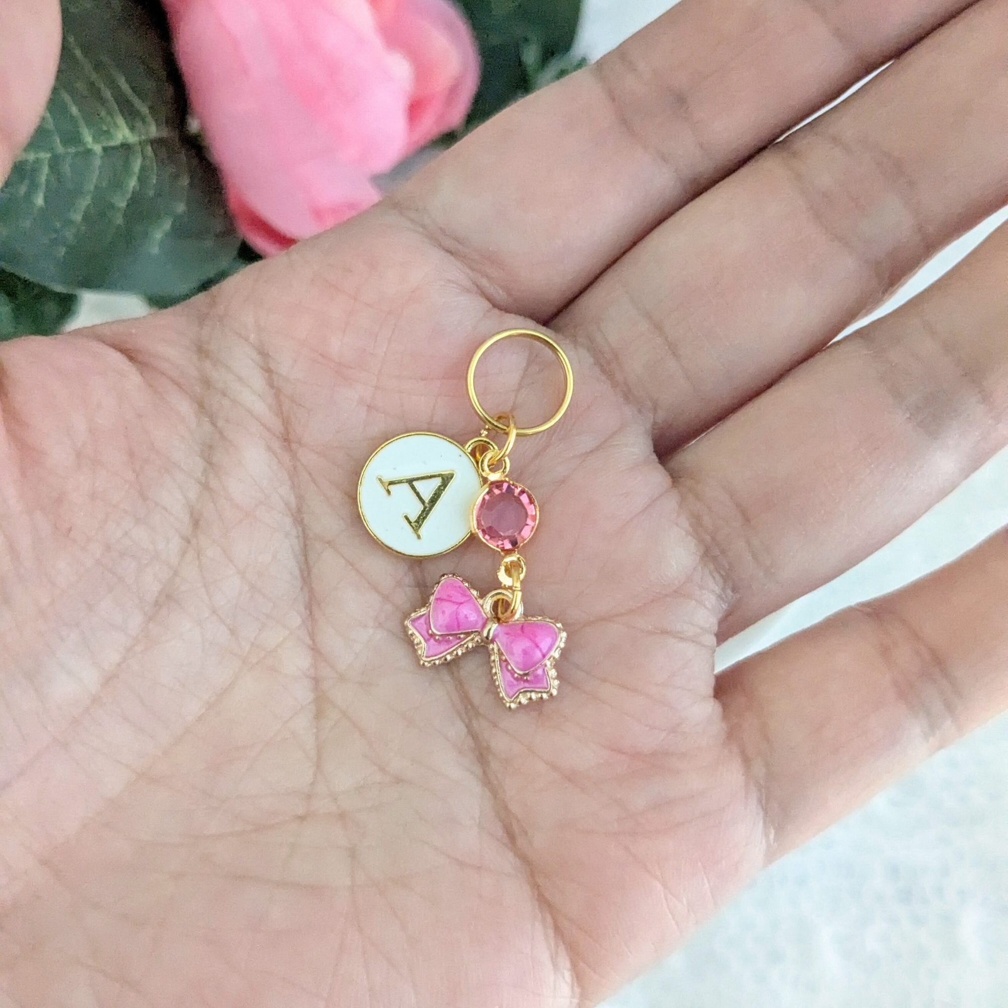 Mini Hot Pink Bow Stethoscope Charm