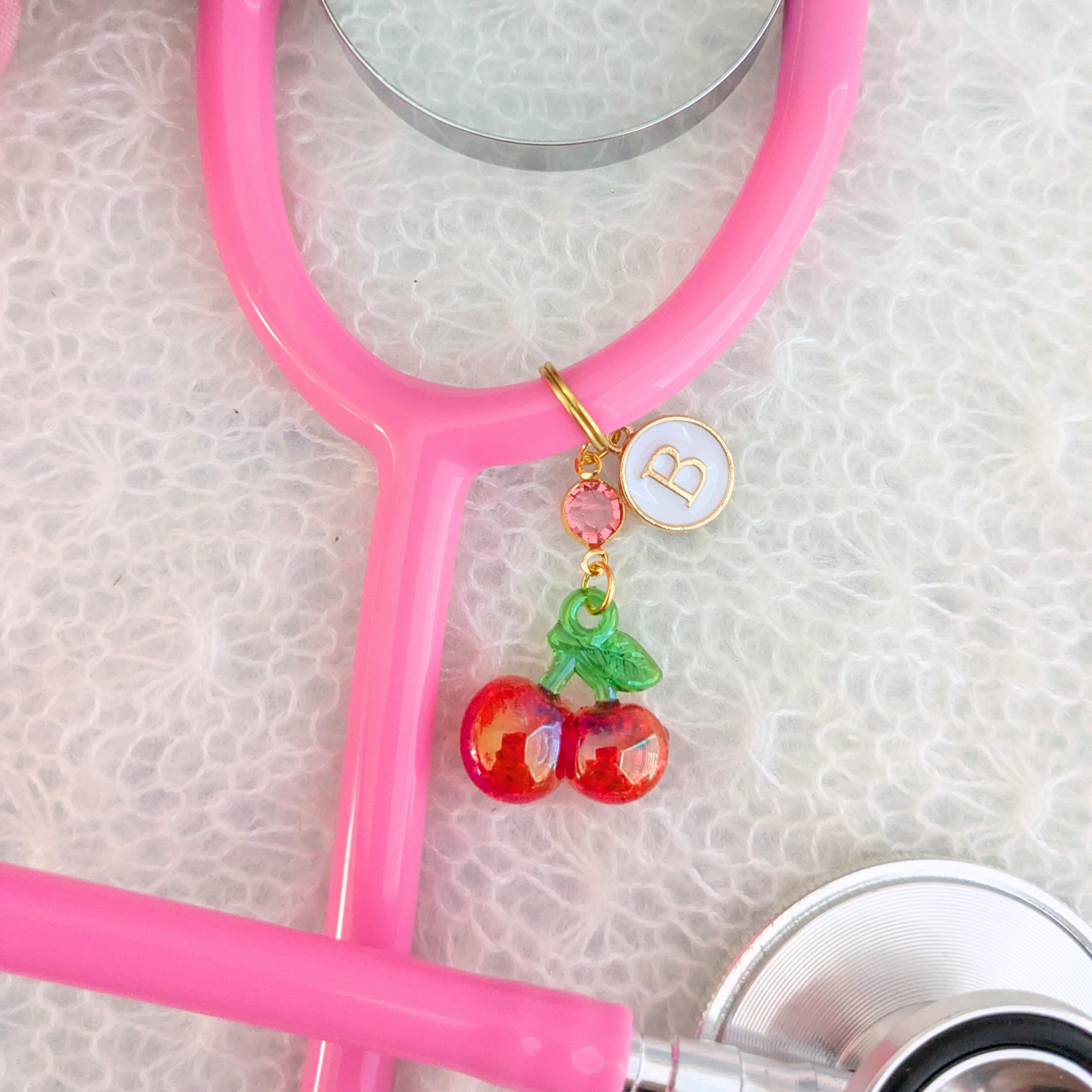 3D Red Cherry Stethoscope Charm