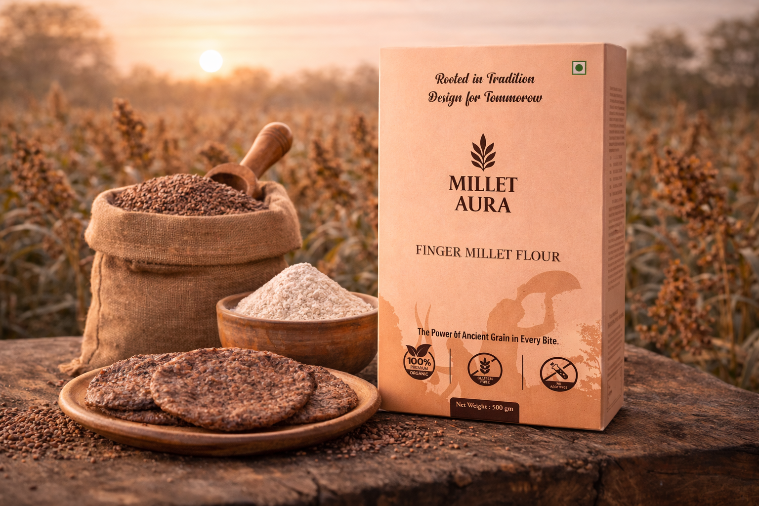 MilletAura  Finger Millet Flour (Ragi) – 500 g