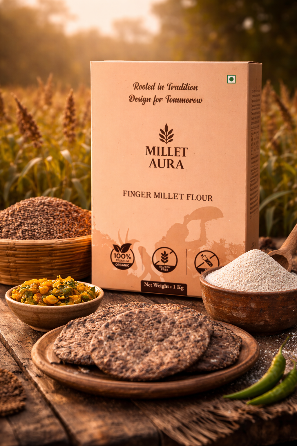 MilletAura Finger Millet Flour (Ragi)-1kg