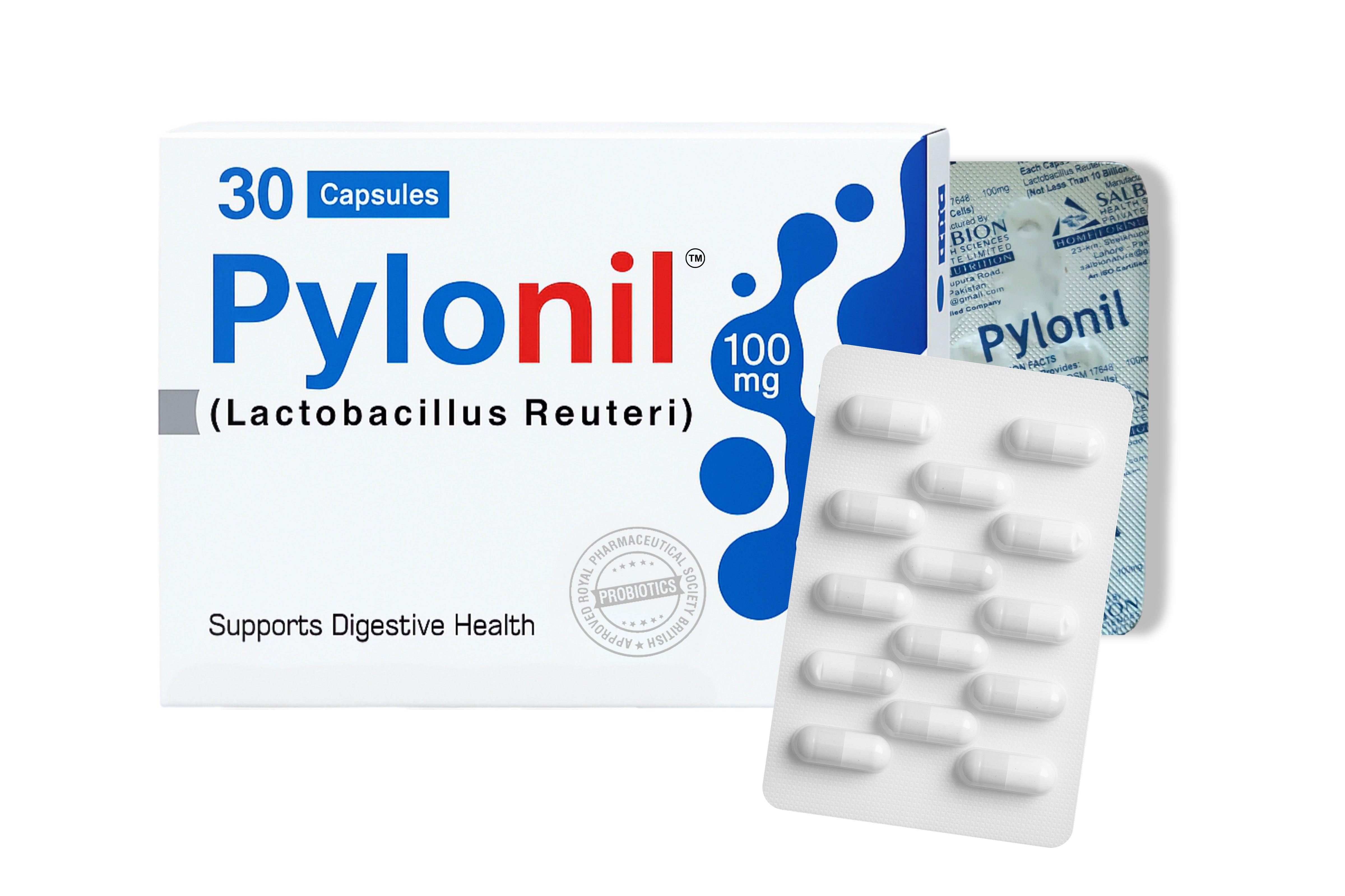 PYLONIL by NUTRACONIC – Advanced Probiotic Supplement | Gut Health Support | Targets H. pylori, IBS, GERD, Gastritis | Lactobacillus reuteri | 30 Capsules