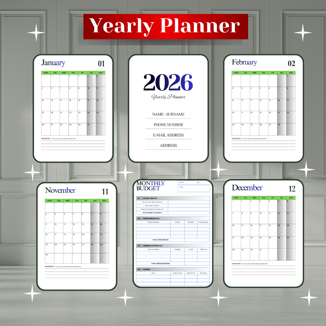 Yearly Digital Planner GoodNotes, Hyperlinked iPad Planner PDF, Yearly Planner with Goals, To do list, Monthly Budget & Habit Tracker, Yearly Monthly Weekly Daily Organizer.