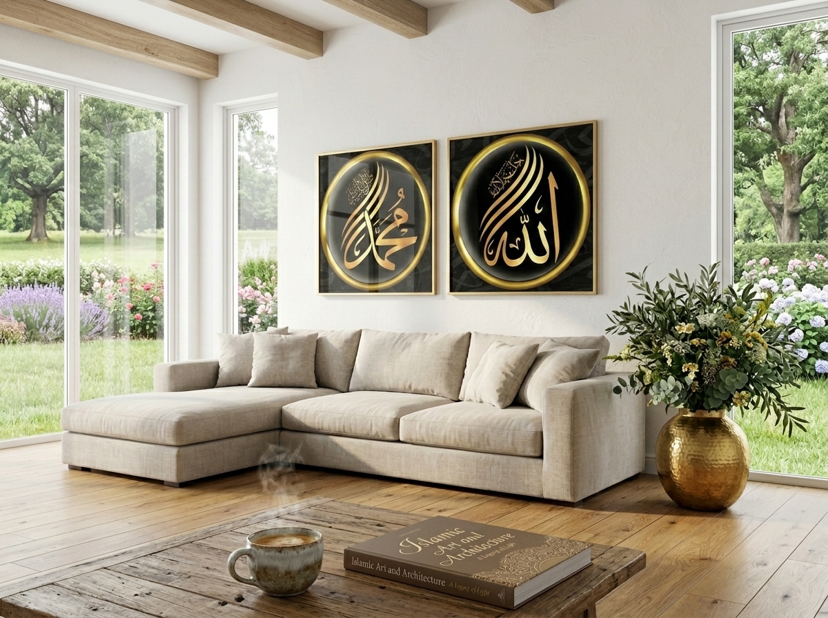 🕌 Allah Jala Jalalahu & Muhammad (PBUH) — 3D Arabic Calligraphy Wall Art Bundle