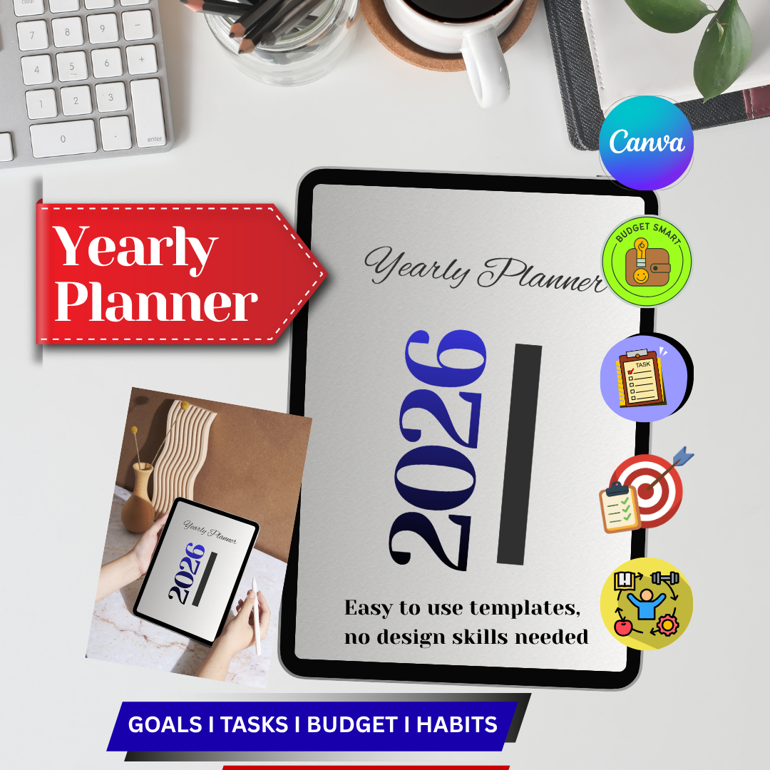 Yearly Digital Planner GoodNotes, Hyperlinked iPad Planner PDF, Yearly Planner with Goals, To do list, Monthly Budget & Habit Tracker, Yearly Monthly Weekly Daily Organizer.