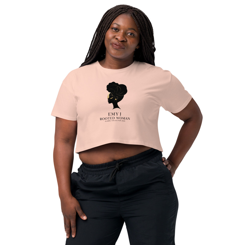ROOTED WOMAN — Global Collection 2025 T‑shirt by EMY J. This premium tee features the iconic silhouette artwork paired with the signature a