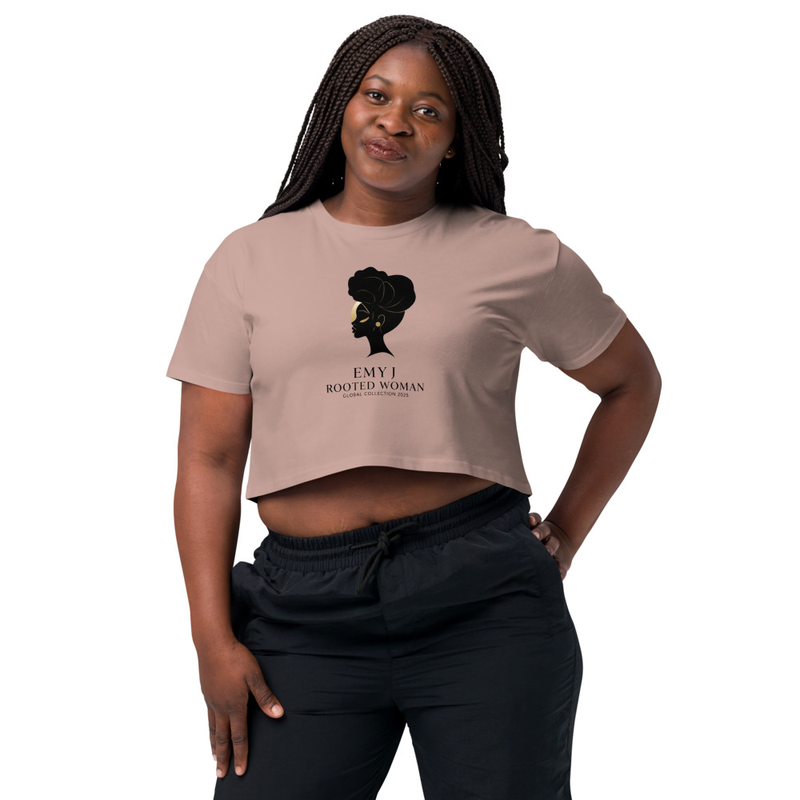 ROOTED WOMAN — Global Collection 2025 T‑shirt by EMY J. This premium tee features the iconic silhouette artwork paired with the signature a