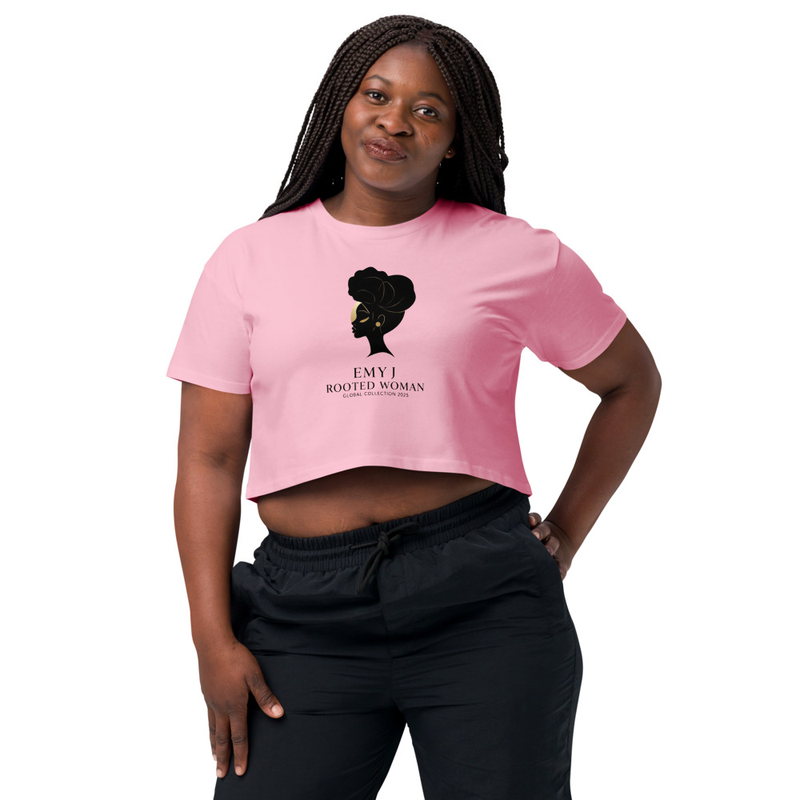 ROOTED WOMAN — Global Collection 2025 T‑shirt by EMY J. This premium tee features the iconic silhouette artwork paired with the signature a