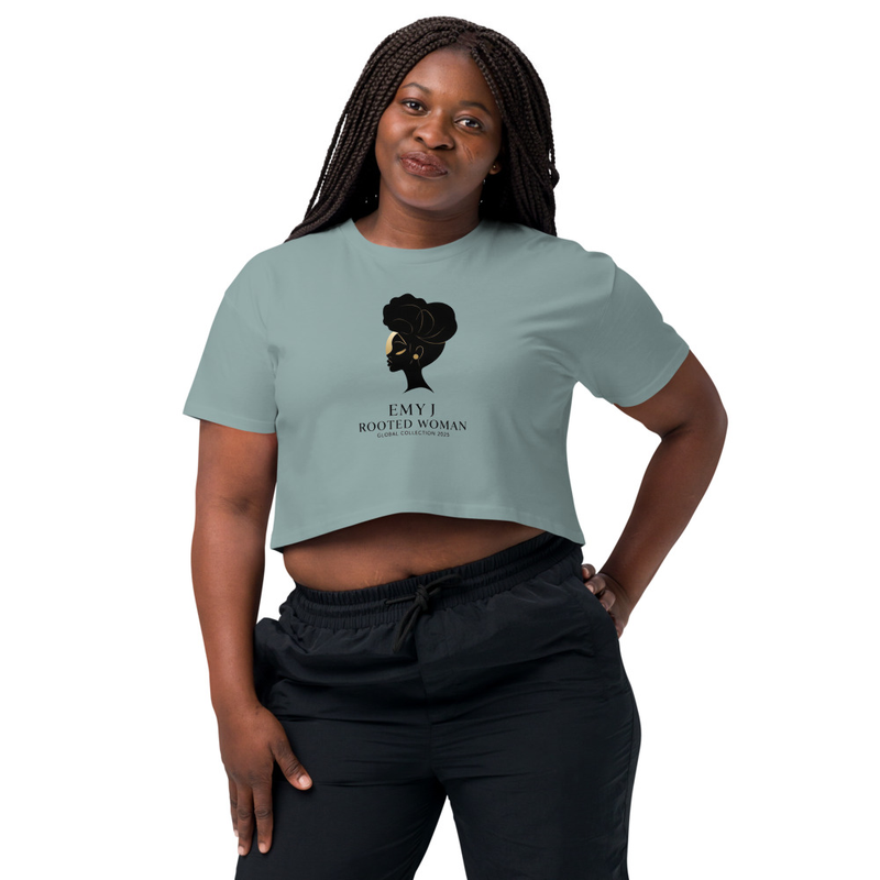 ROOTED WOMAN — Global Collection 2025 T‑shirt by EMY J. This premium tee features the iconic silhouette artwork paired with the signature a