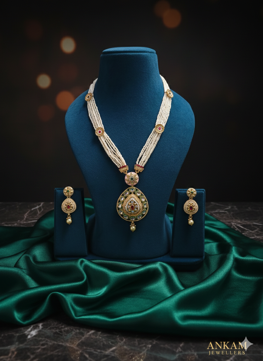 Traditional Pearl and Kundan Necklace Set