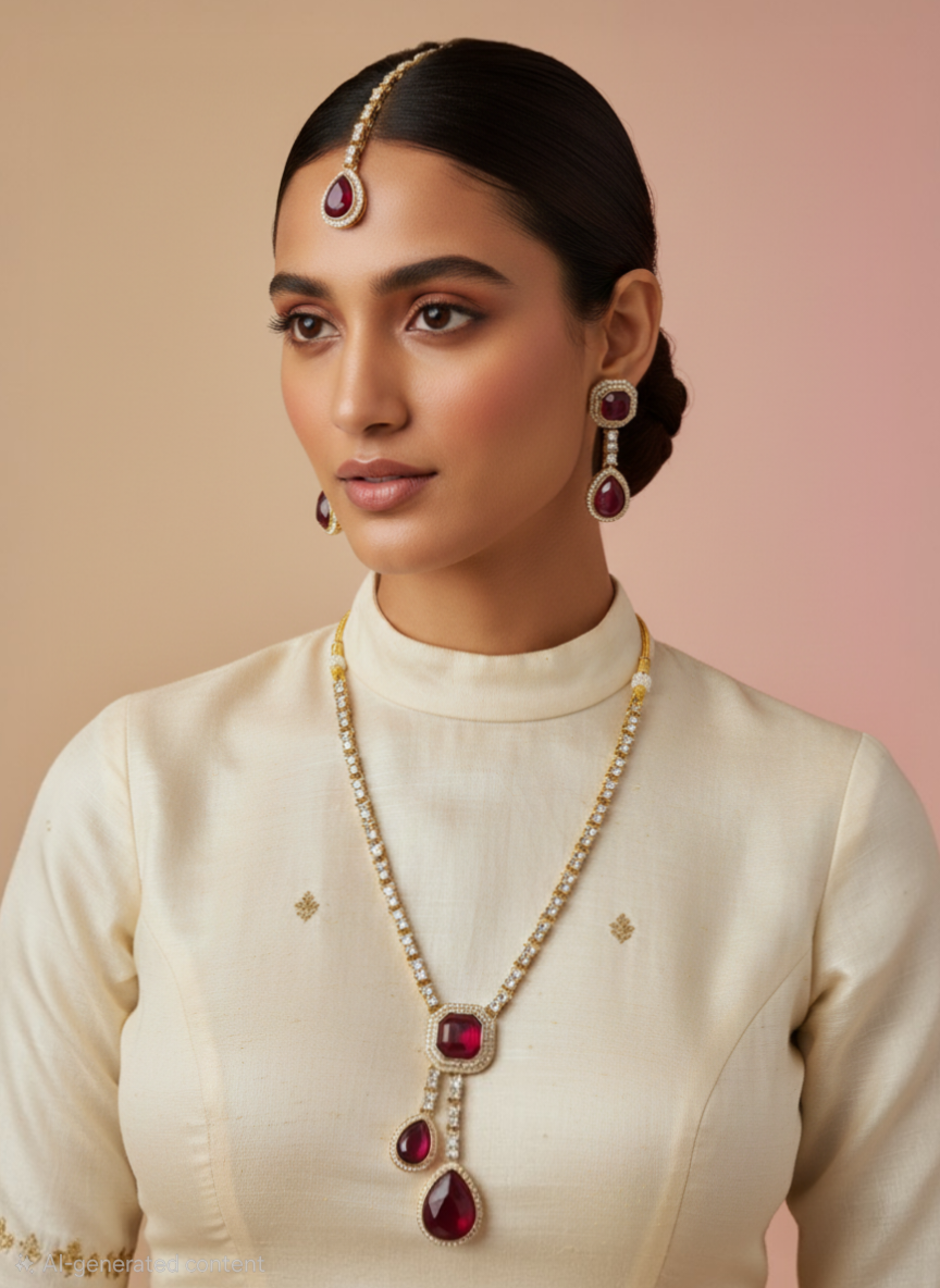 Ruby and Diamond Necklace Set