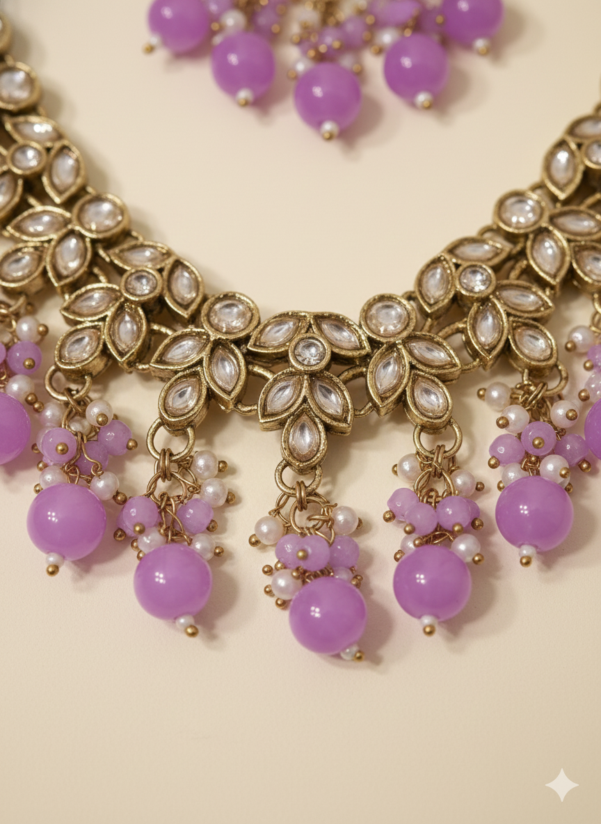 Elegant Purple Beaded Jewelry Set
