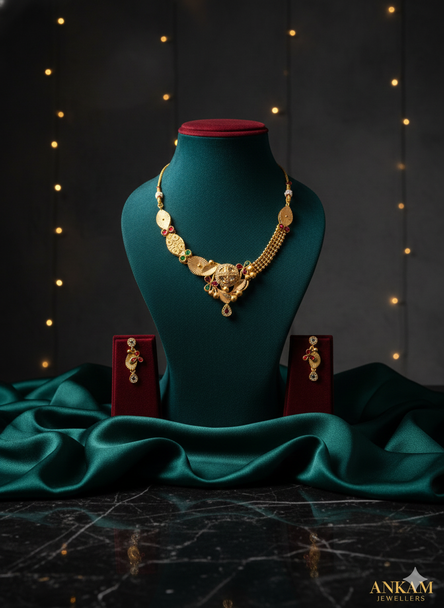 Elegant Gold Necklace and Earring Set