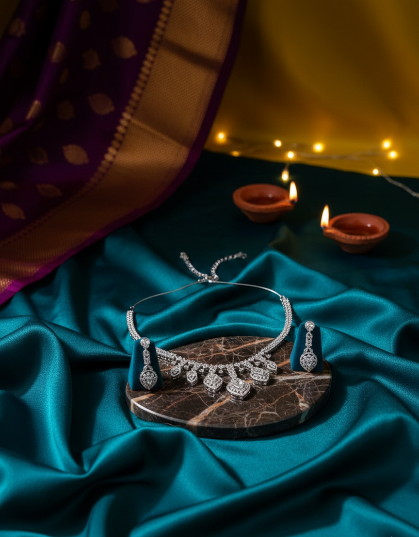 Elegant Diamond Necklace Set