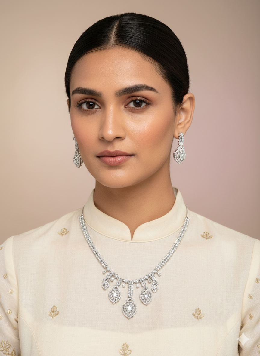 Elegant Diamond Necklace Set