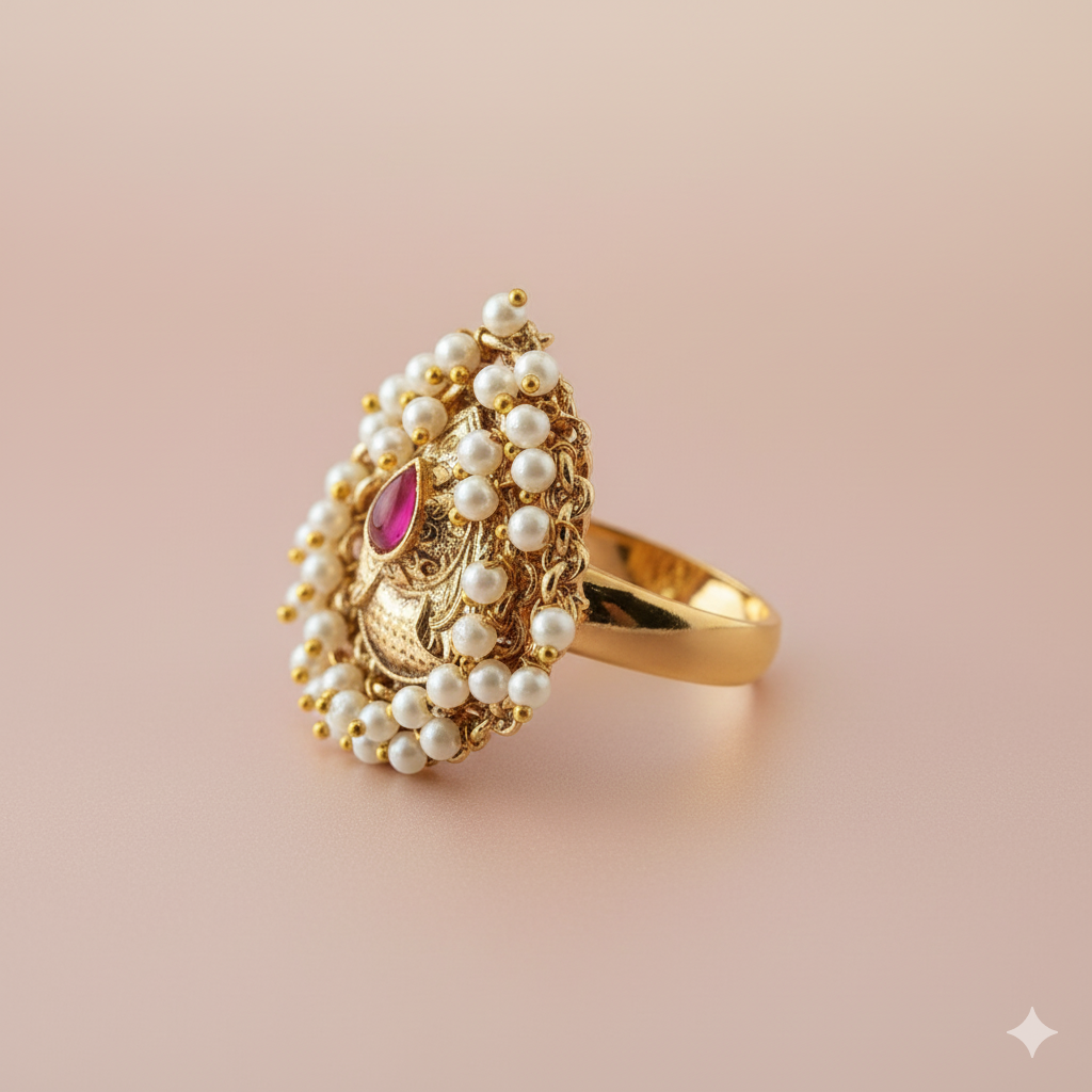 Traditional Gold-Plated Pearl Ring