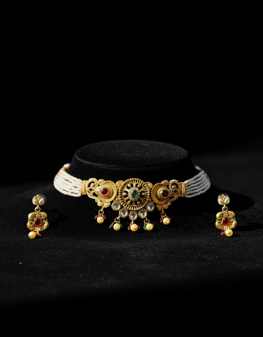 Traditional Gold-Plated Necklace Set