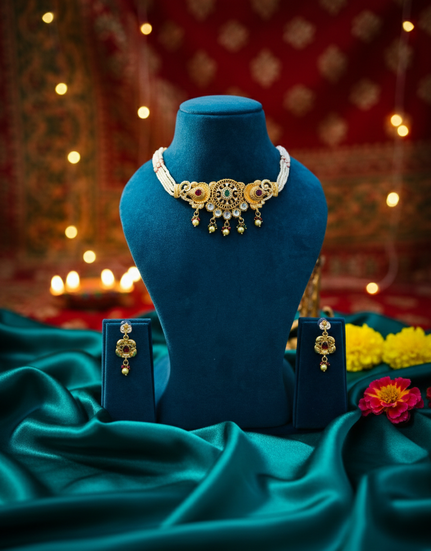 Traditional Gold-Plated Necklace Set