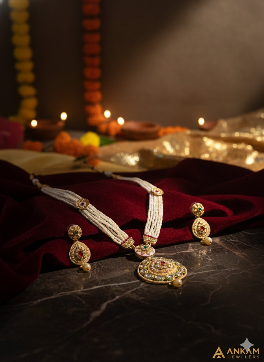 Traditional Pearl and Kundan Necklace Set