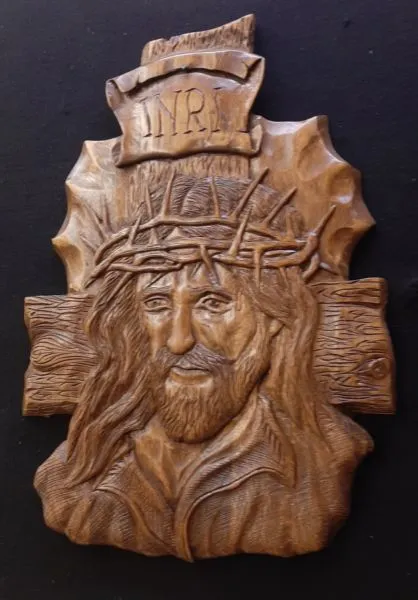 Płaskorzeźba z drewna dębowego Pan Jezus