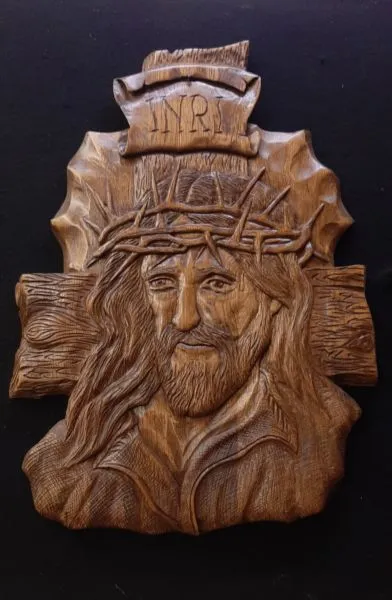 Płaskorzeźba z drewna dębowego Pan Jezus