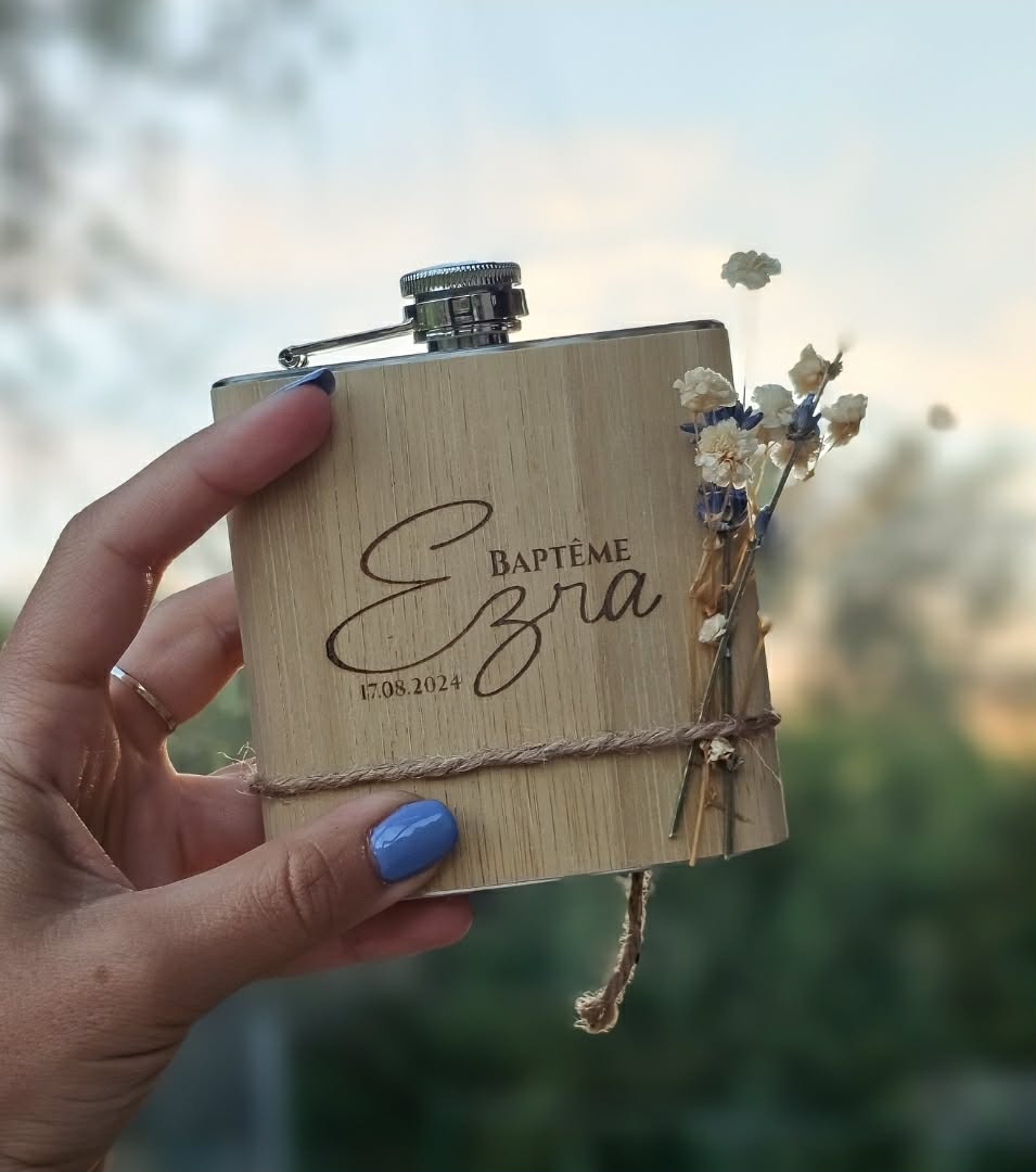 Flasque à Alcool avec Revêtement Bois