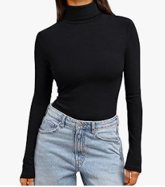 Black Turtleneck Long Sleeve Top