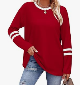 Red Long Sleeve Casual Top