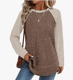 Colorblock Knit Raglan Sweater