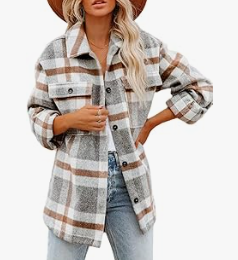 Plaid Button-Up Shirt Jacket