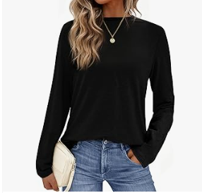 Black Long Sleeve Casual Top