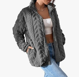 Chunky Knit Fleece Jacket