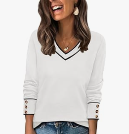 Women's White V-Neck Sweater