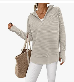 Women's casual ribbed pullover sweater