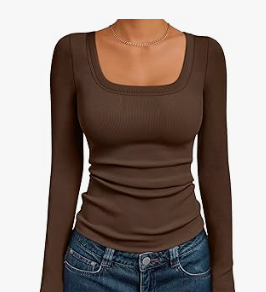 Women's Brown Long Sleeve Top