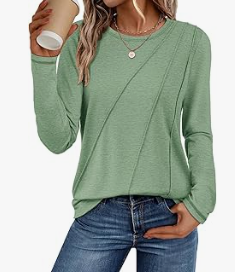 Casual Green Long Sleeve Top