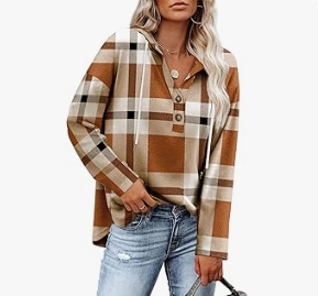 Plaid Button-Up Women's Shirt
