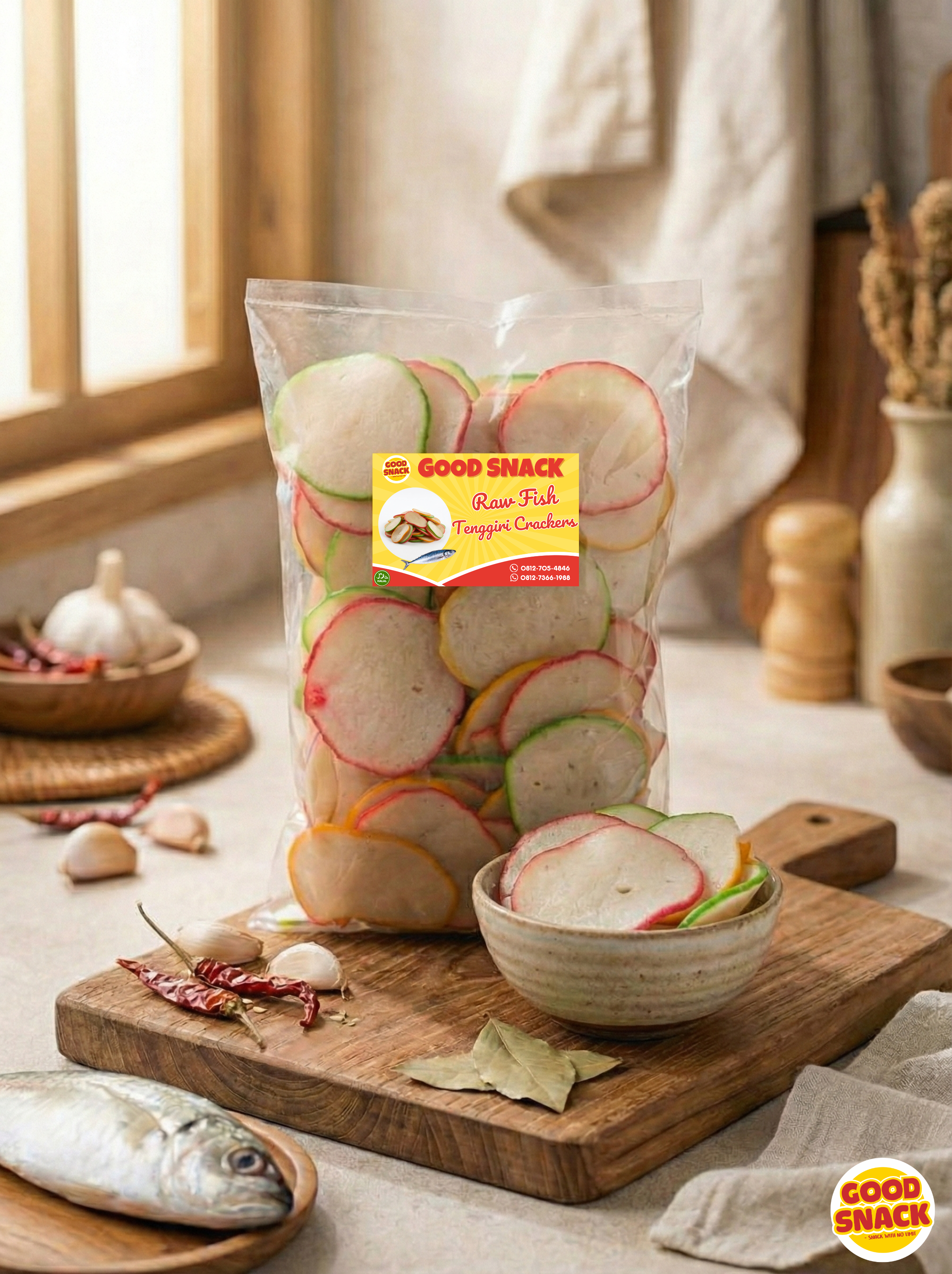 Raw Fish Tenggiri Crackers - Three Colors 500g