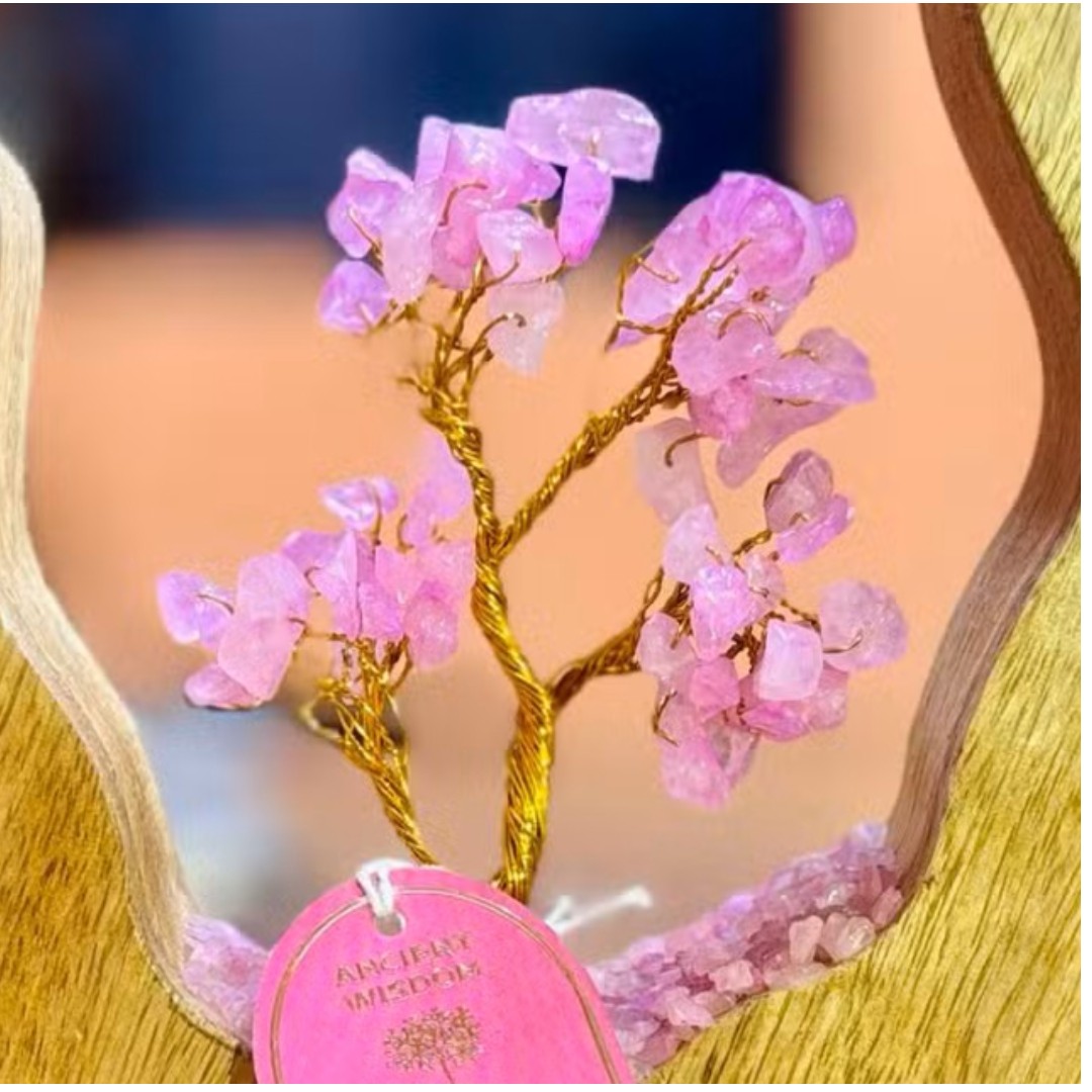 Gemstone Tree Garden - Mango Wood Open Ring - Rose Quartz - 60 chipstones