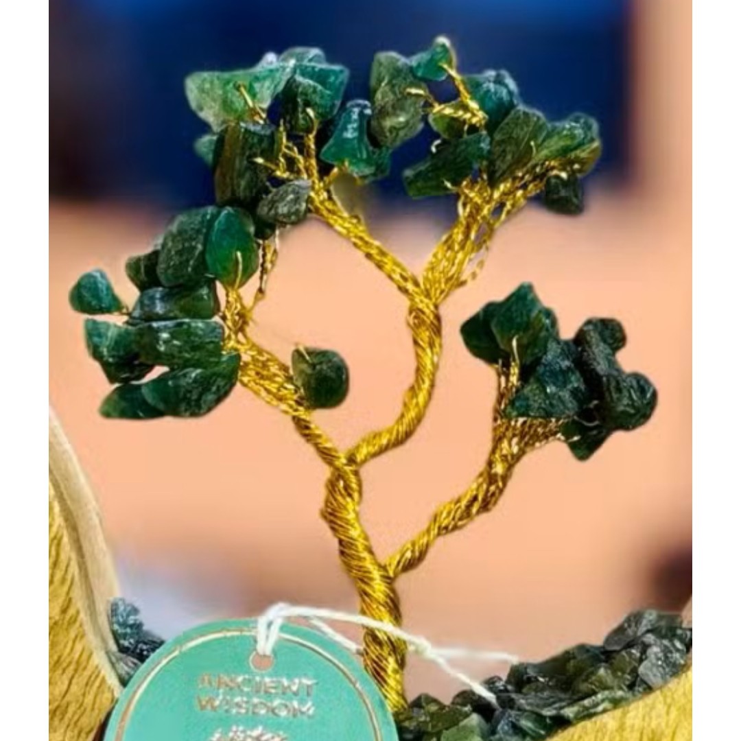 Gemstone Tree Garden - Mango Wood Open Ring - Green Aventurine - 60 chipstones