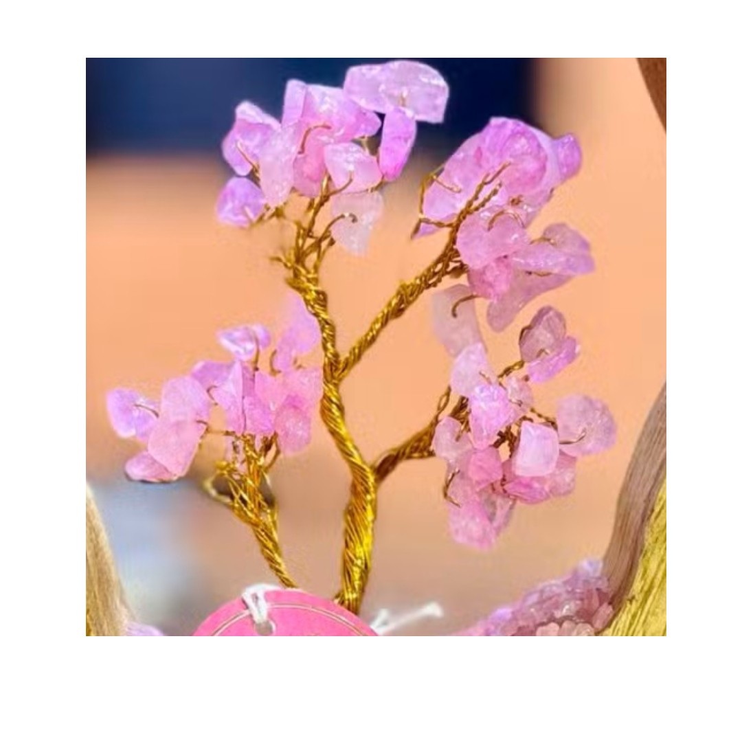 Gemstone Tree Garden - Mango Wood Open Ring - Rose Quartz - 60 chipstones